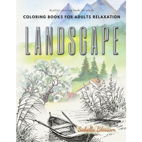 Landscape coloring books for adults relaxation realistic coloring books for adults