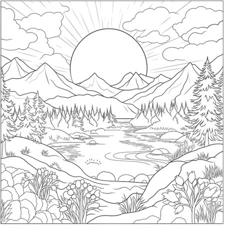 Lake coloring page stock photos and images