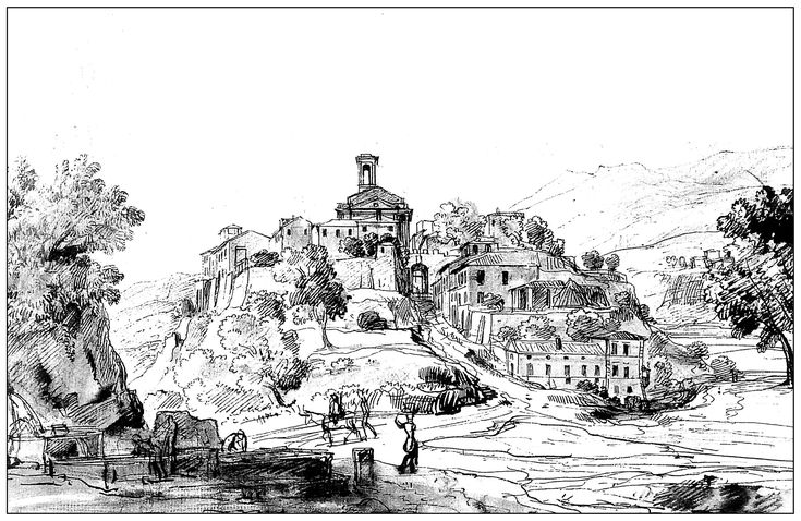 Engraving of a french village th centuryfrom the gallery landscapes coloring pages nature adult coloring pages coloring pages