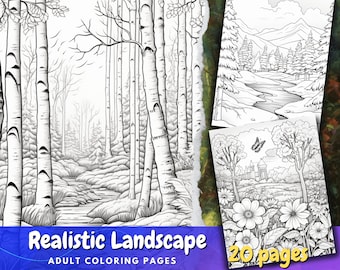 Realistic landscape coloring pages for greyscale enthusiast