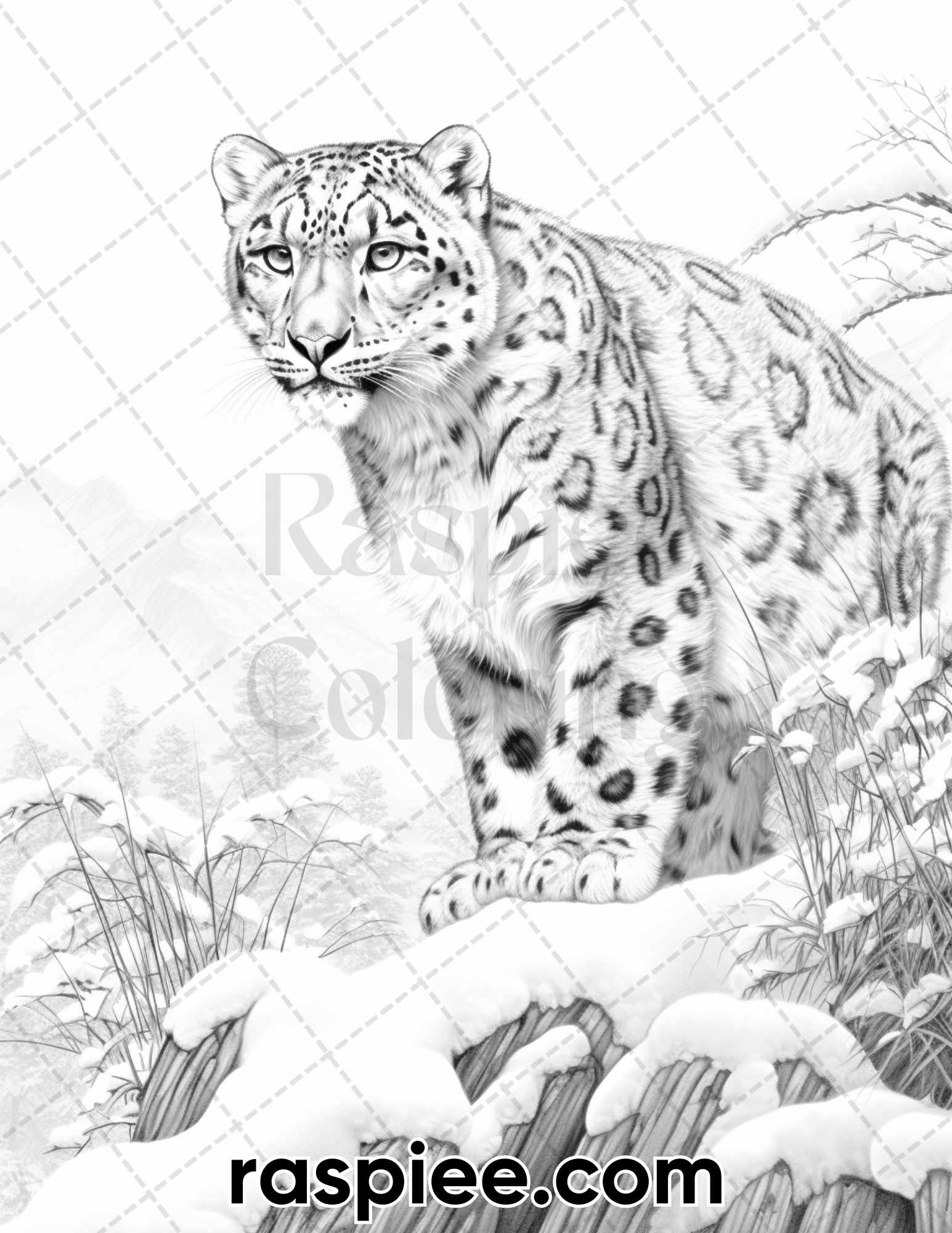 Winter wildlife grayscale coloring pages for adults printable pdf â coloring