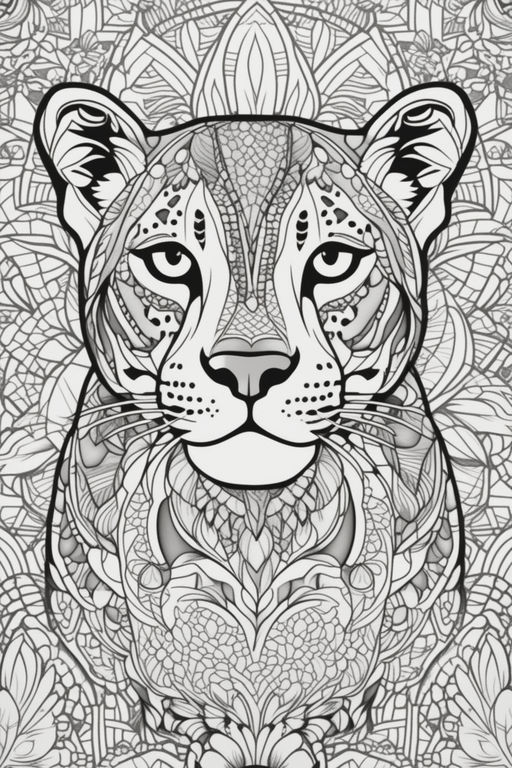 Crossed flora white leopard coloring page