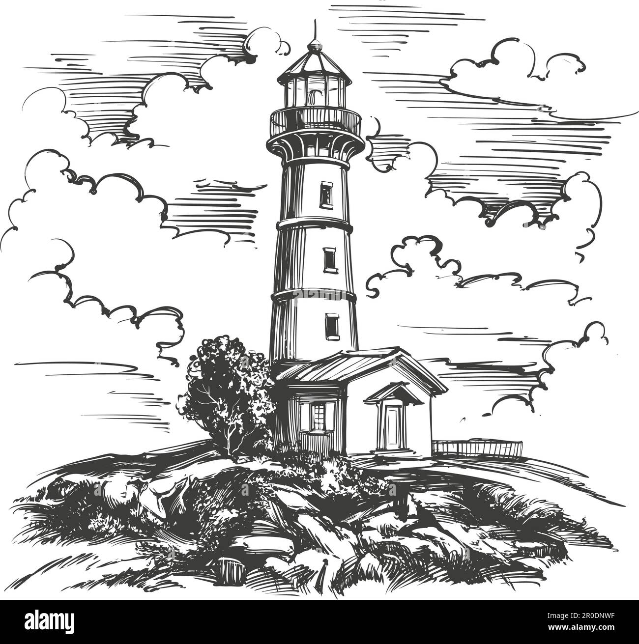 Lighthouse landscape cut out stock images pictures