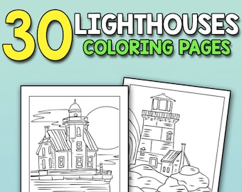 Best value lighthouses coloring book printable lighthouses coloring page for adults instant download