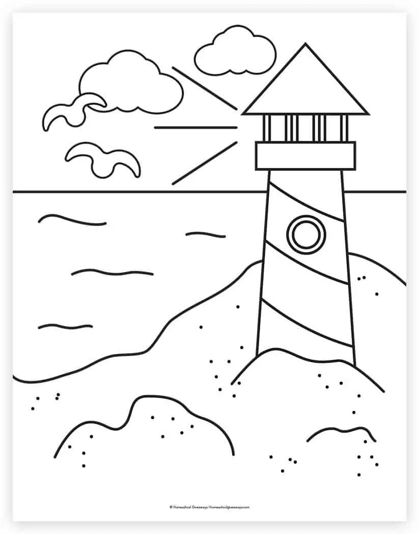 Beach coloring pages for kids to print for free