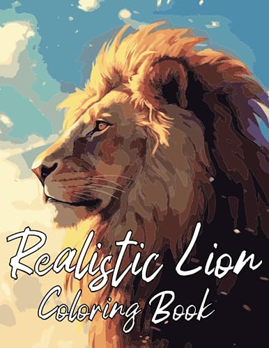 Realistic lion coloring book grayscale coloring pages by omer faruk sarac