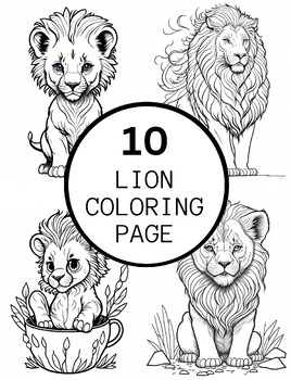 Realistic lion coloring pages for teens and adults by rzstore