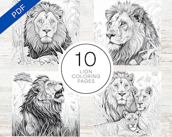 Realistic lion coloring pages for teens and adults