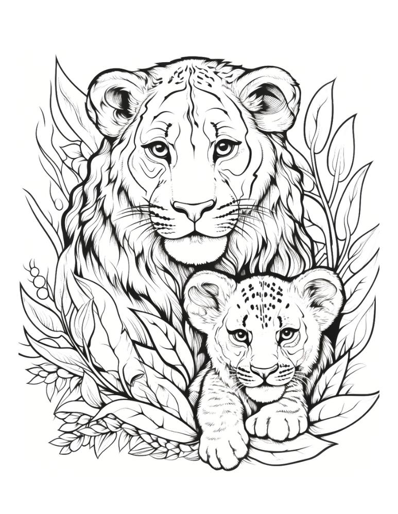 Free lion coloring pages for kids