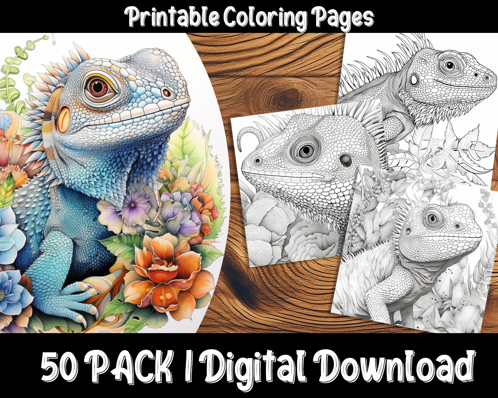 Exotic lizard coloring pages engaging activity for kids and adults detailed and fun reptile designs for relaxation and creativity