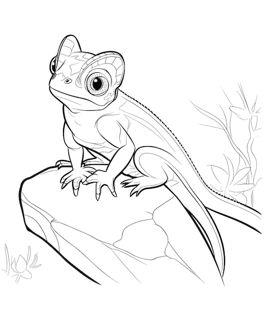 Premium vector chameleon coloring pages for vector