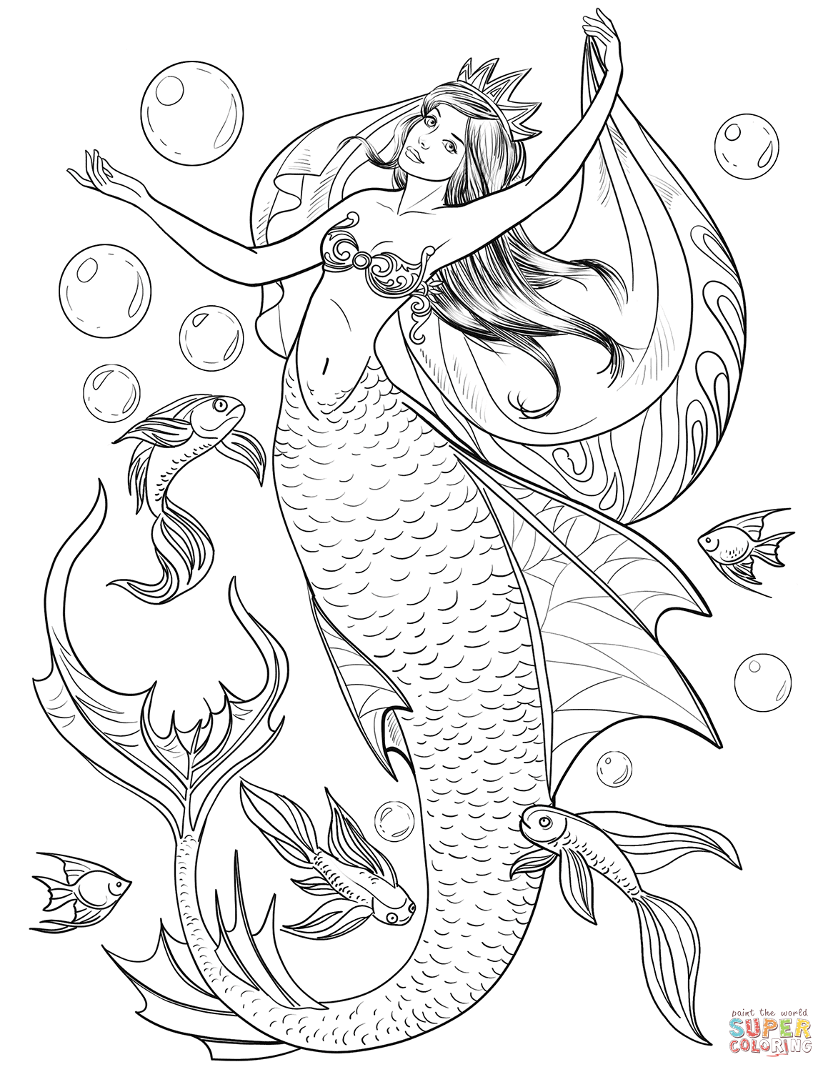 Mermaid coloring page free printable coloring pages