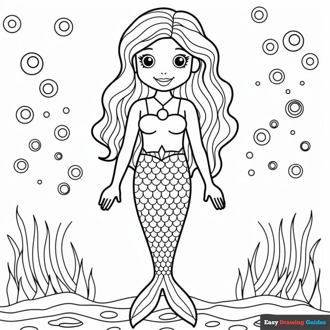 Free mermaid coloring pages for kids