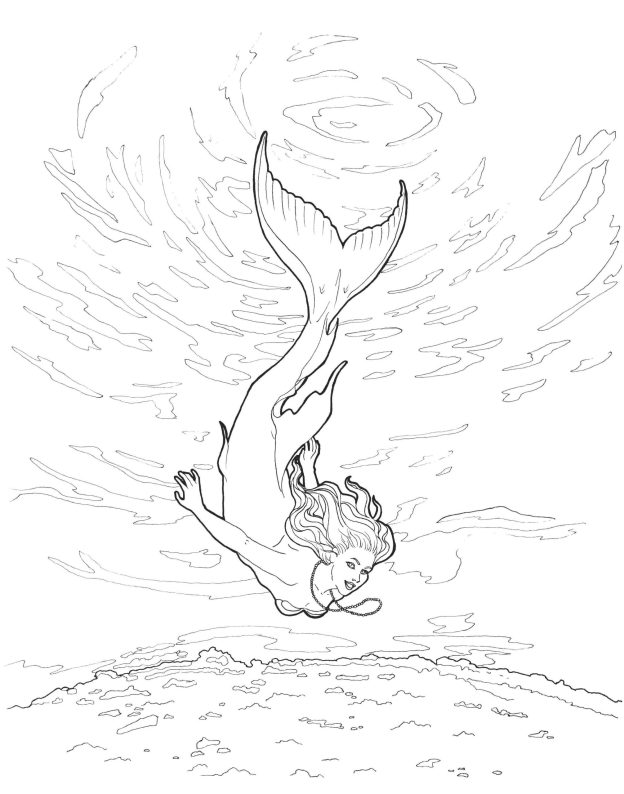 Mermaid dive coloring page â norma sue oneil