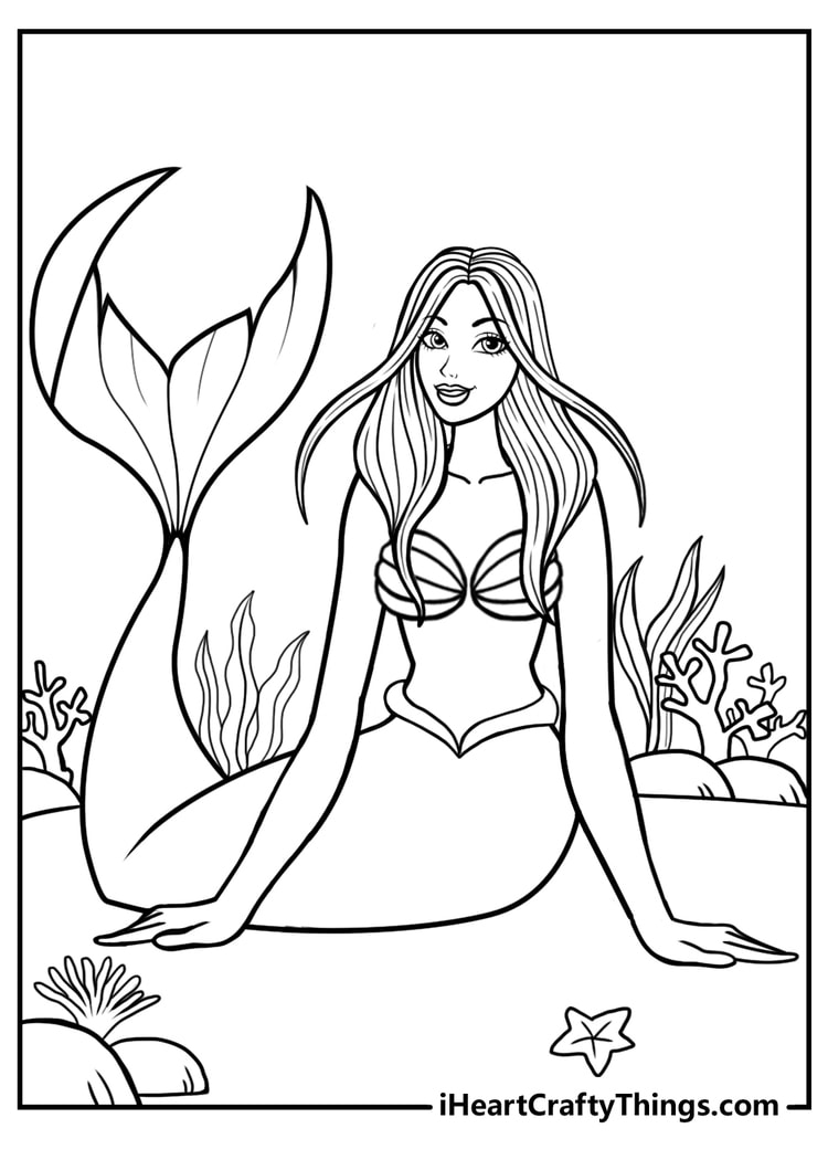 Mermaid coloring pages free printables