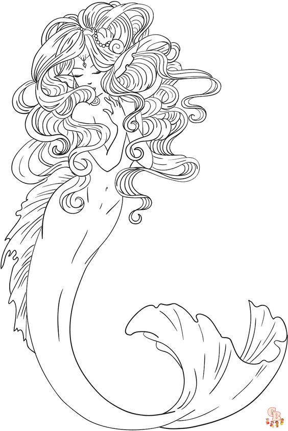 Realistic mermaid coloring pages free printable