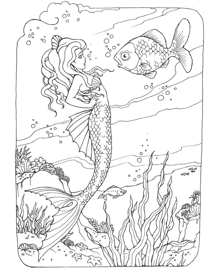 Mermaid coloring pages for adults