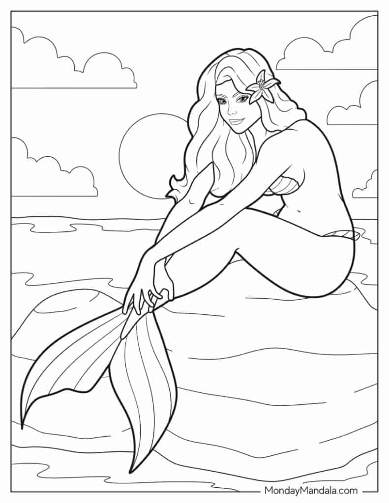 Mermaid coloring pages free pdf printables