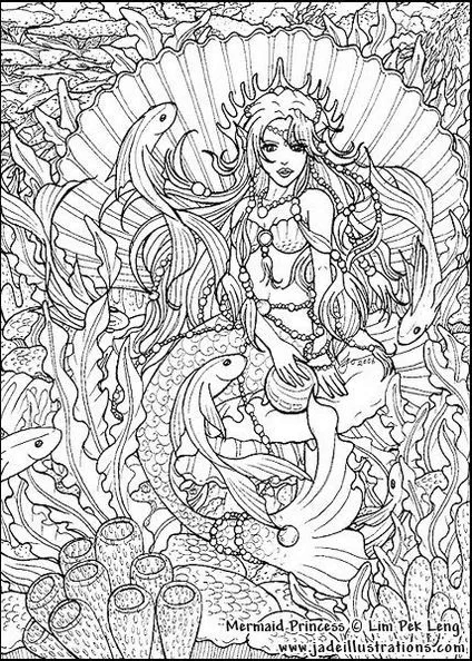 Mermaid coloring pages and books for adults and children