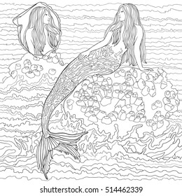 Mermaid adult coloring pages images stock photos d objects vectors