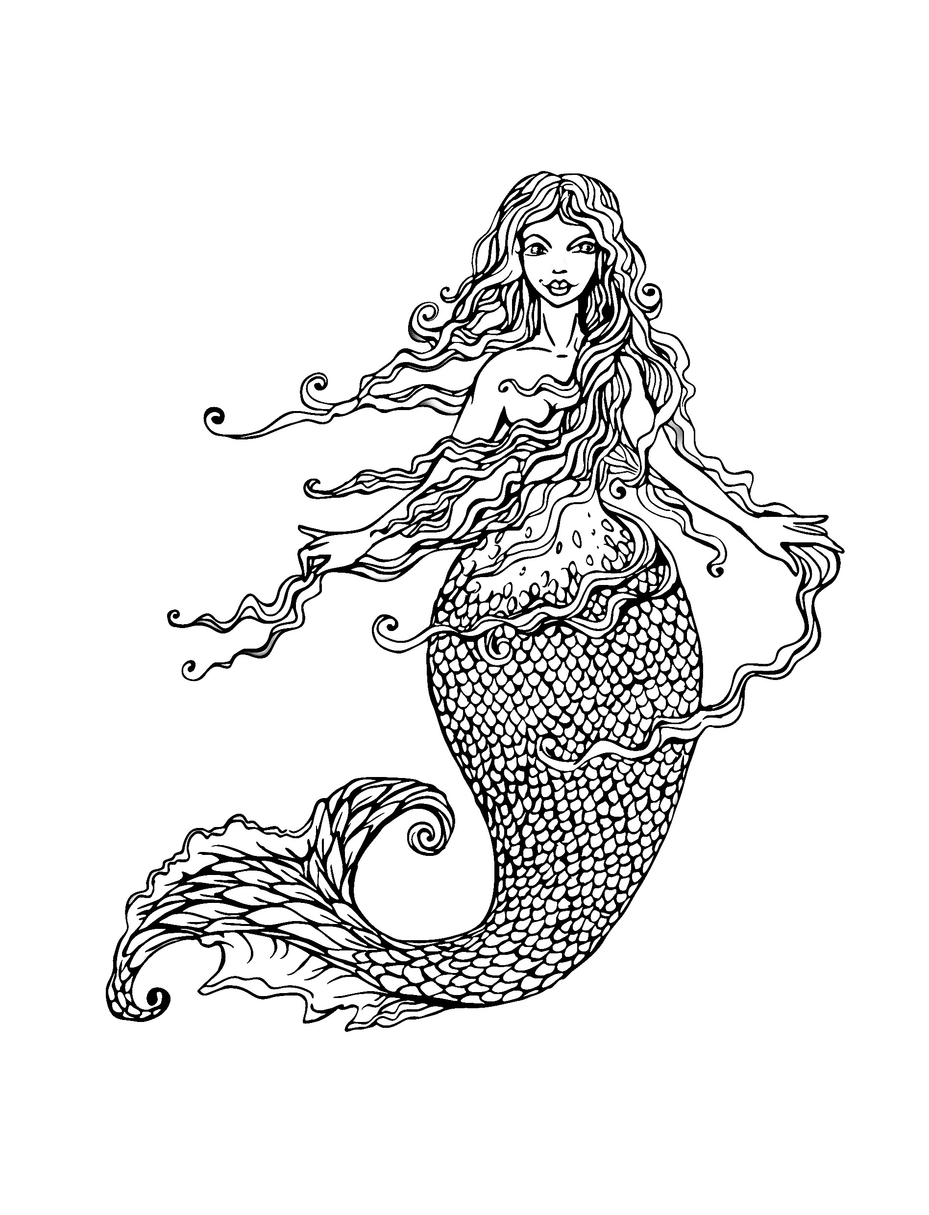 Mermaid coloring pages for adults