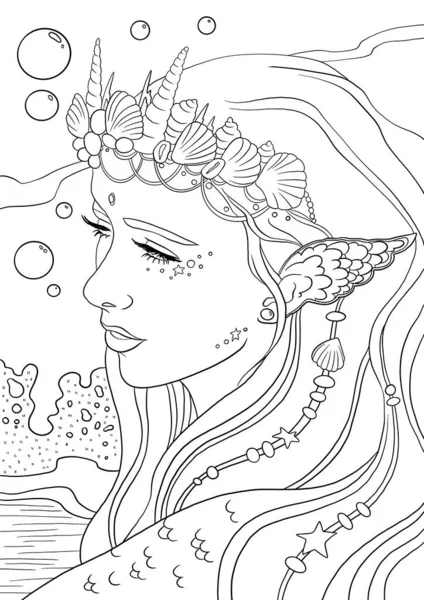 Coloring pages mermaid line art design adults children coloring doodle stock illustration by litanutart