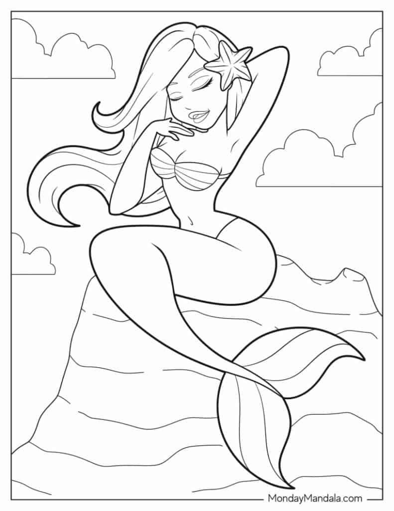 Mermaid coloring pages free pdf printables