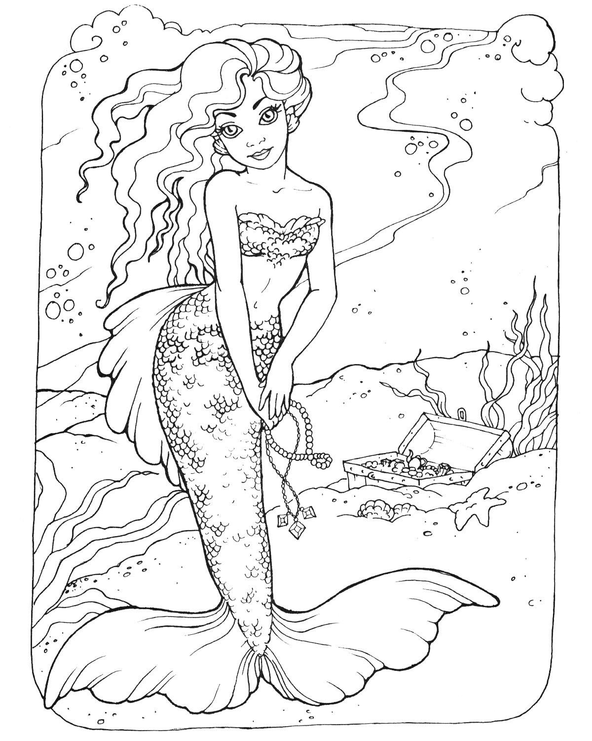 Mermaid coloring pages for adults