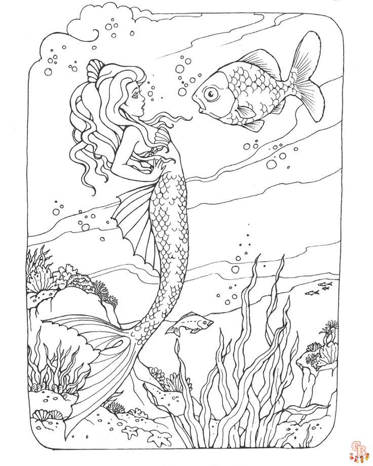 Realistic mermaid coloring pages free printable