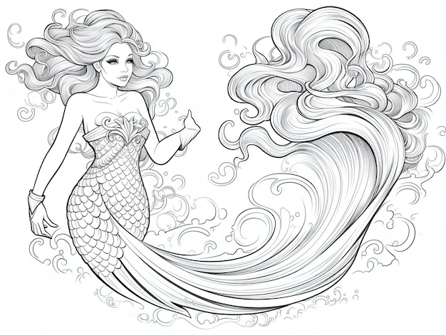 Premium vector gorgeous mermaid coloring book for kids