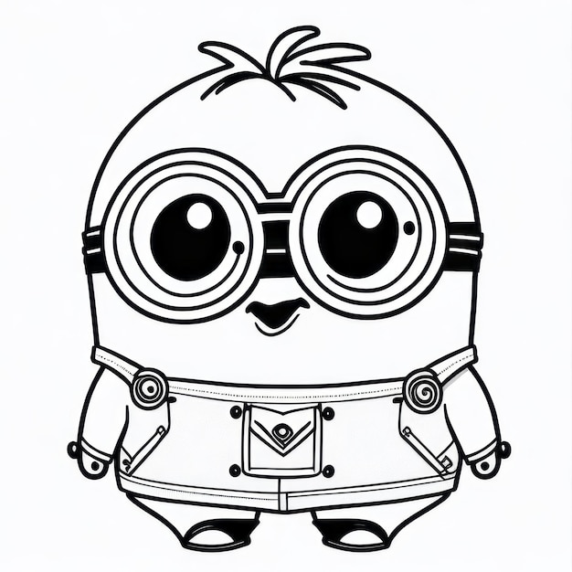 Premium ai image coloring page line art minion