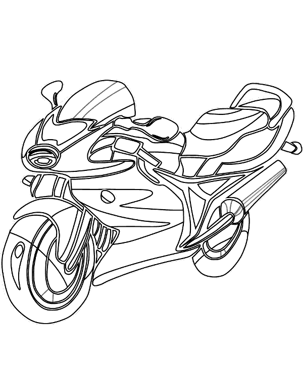 Print motorbike realistic coloring page