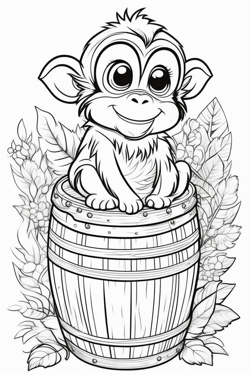 Realistic monkey mandala coloring page