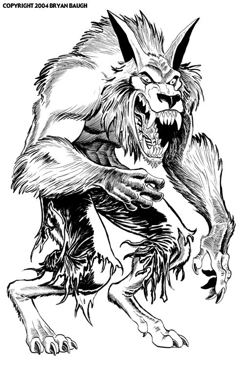 Classic werewolf by bryan baugh monster coloring pages werewolf art werewolf