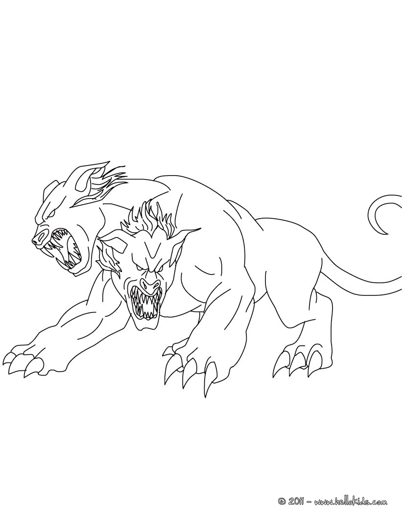 Orthros the headed dog coloring pages