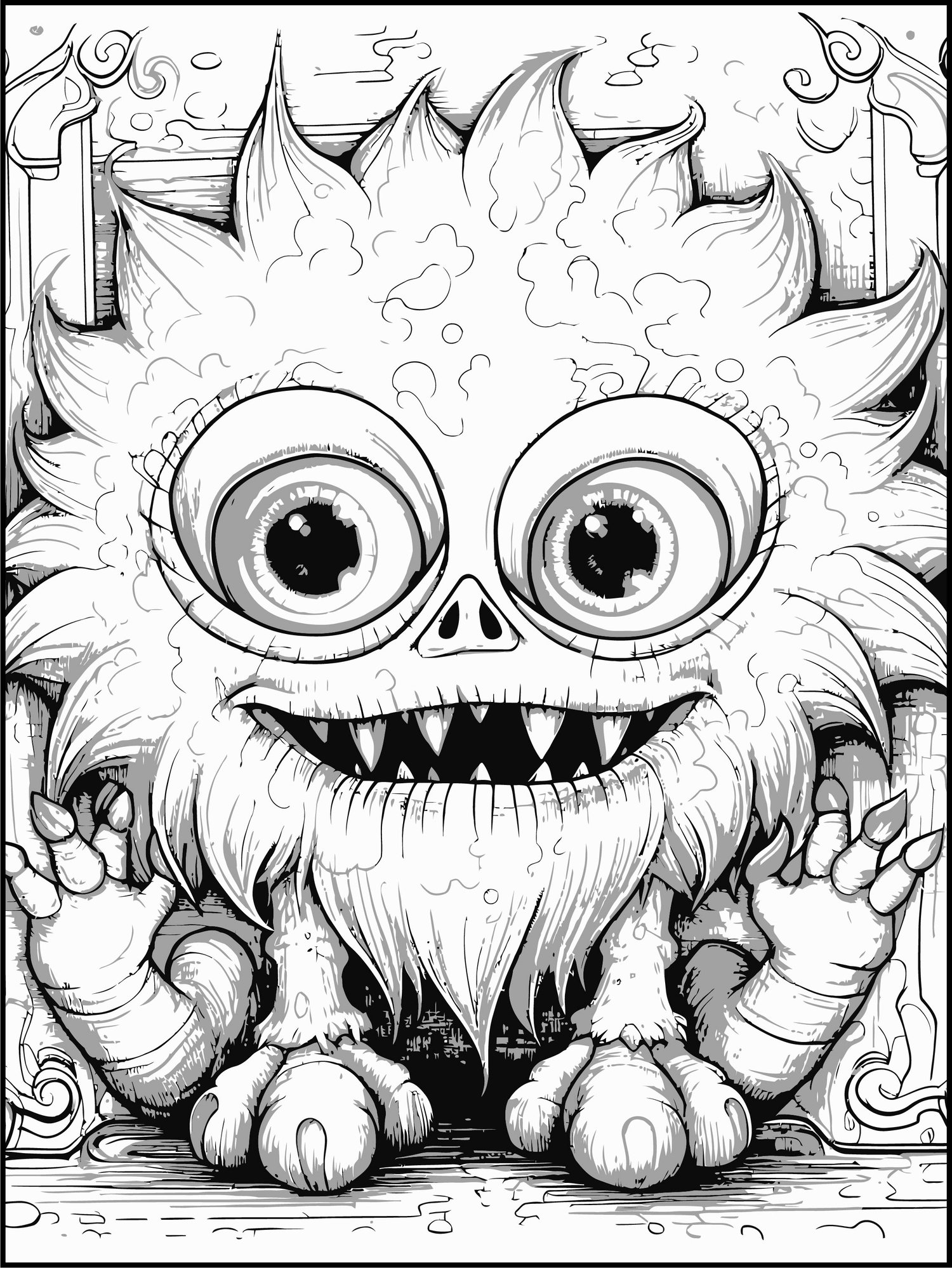 Monsters coloring page bundle for adult