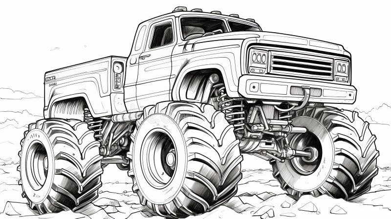 Monster truck coloring page stock illustrations â monster truck coloring page stock illustrations vectors clipart