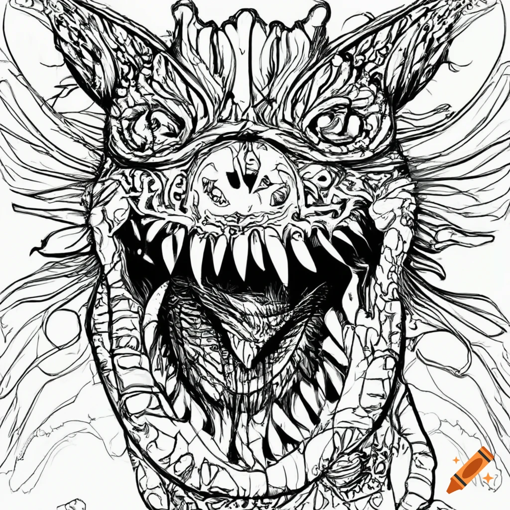 Coloring pages illustrations of monsters on