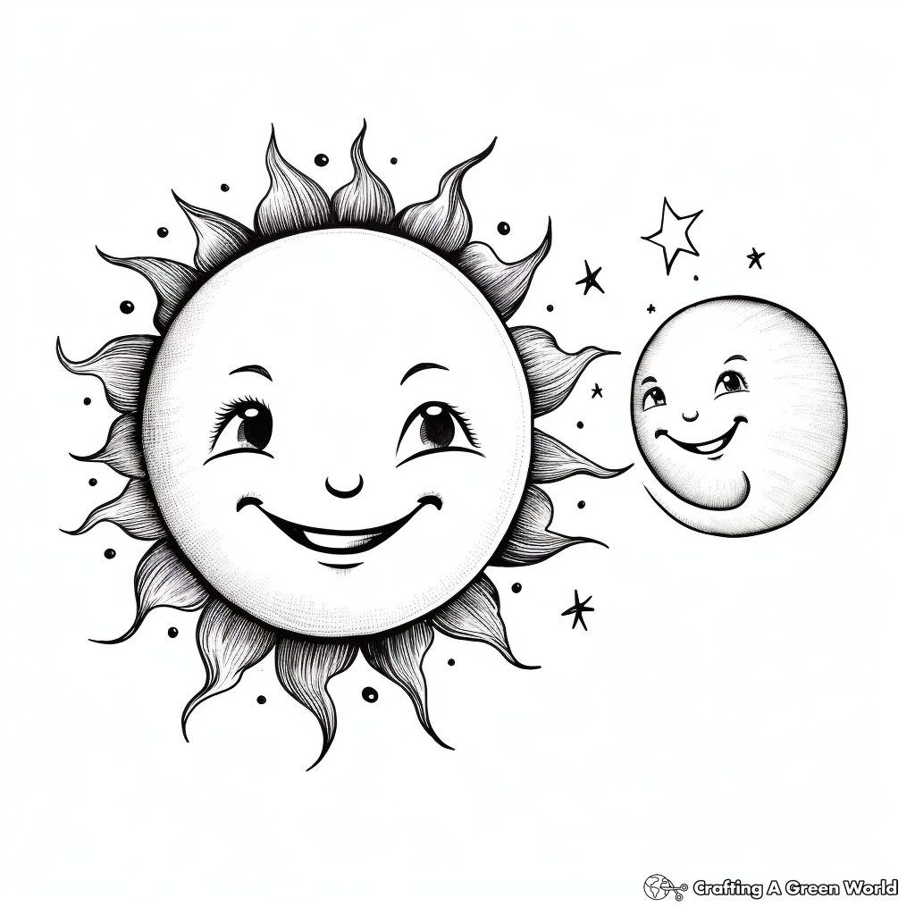 Sun and moon coloring pages