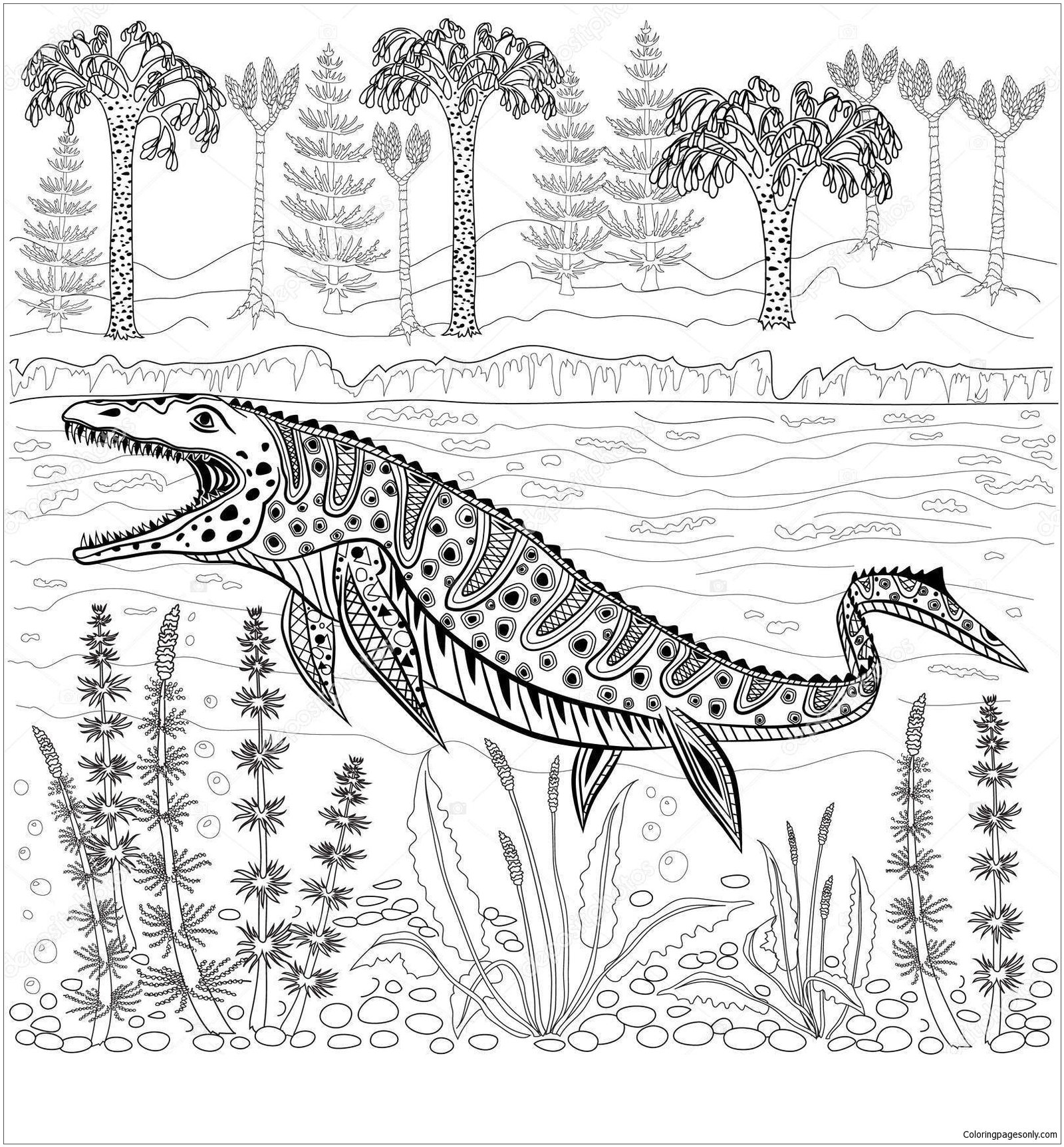 Mosasaur coloring pages printable for free download