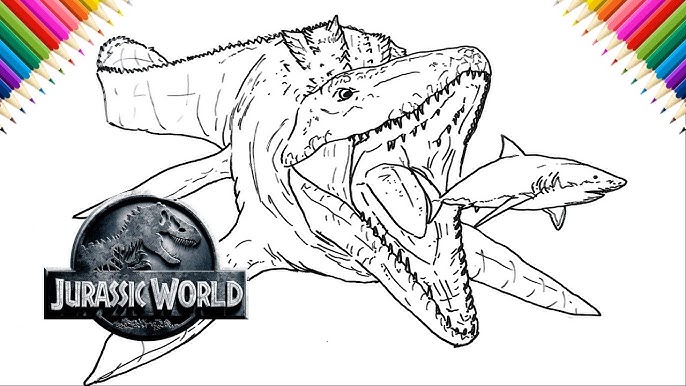 Rendering and coloring mosasaurus from jurassic world