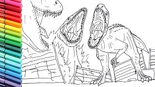 Drawing and coloring indoinus rex vs osasaur vs t rex