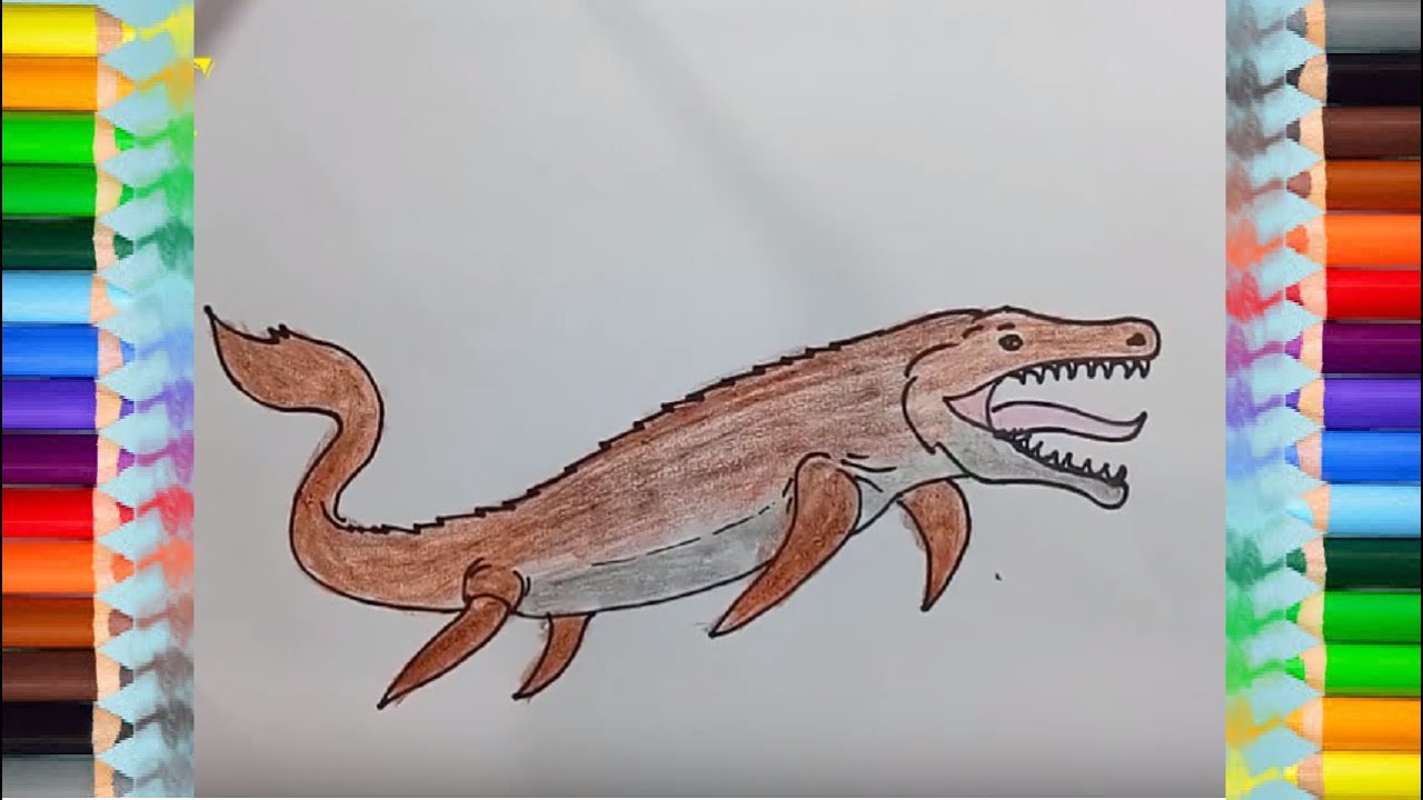 How to draw mosasaurus dinosaur in jurassic world and coloring pages