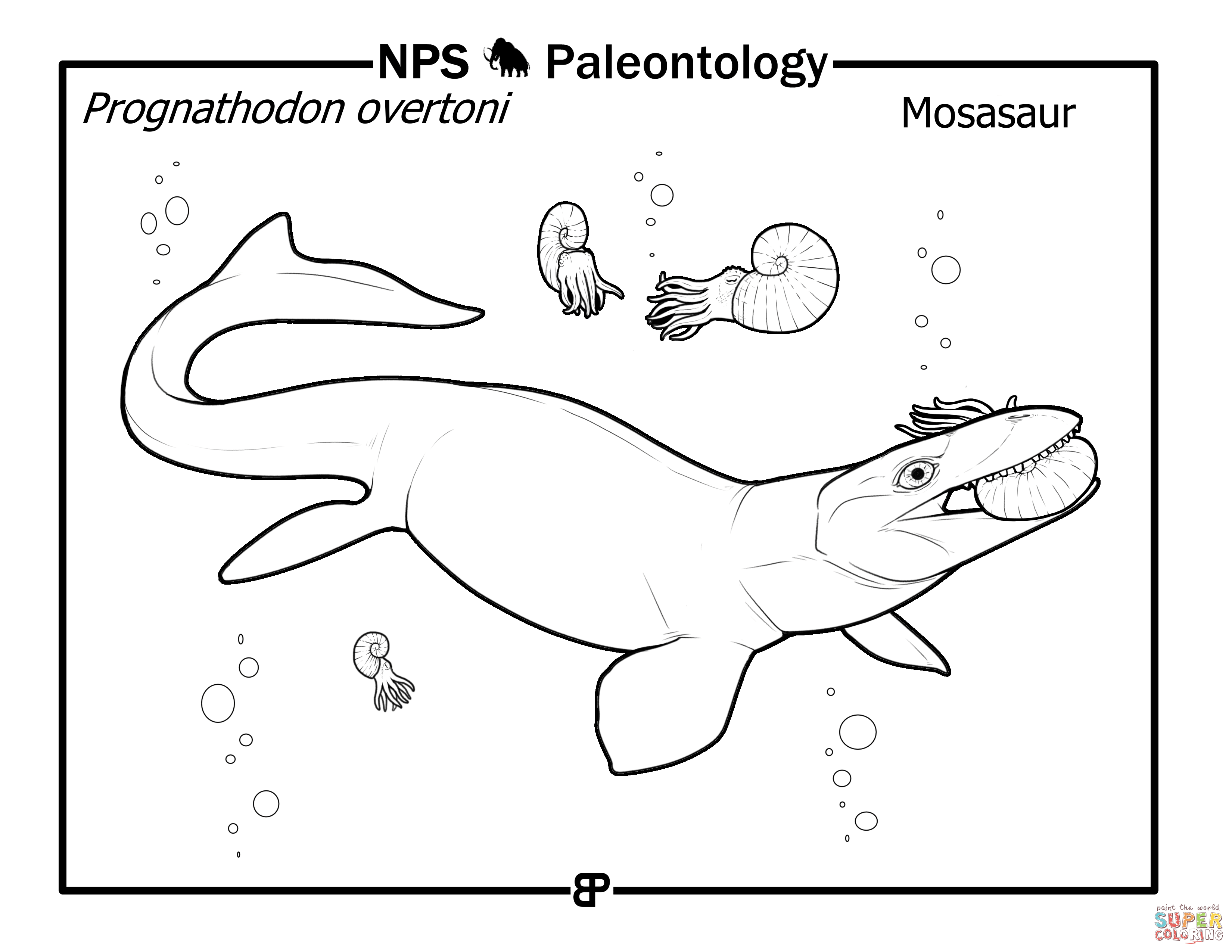 Mosasaur proganthodon overtoni coloring page free printable coloring pages