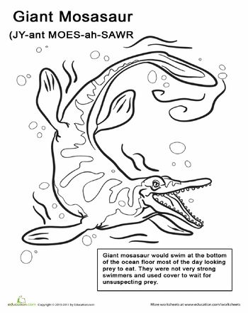 Color the giant mosasaur worksheet education dinosaur coloring pages dinosaur activities dinosaur coloring