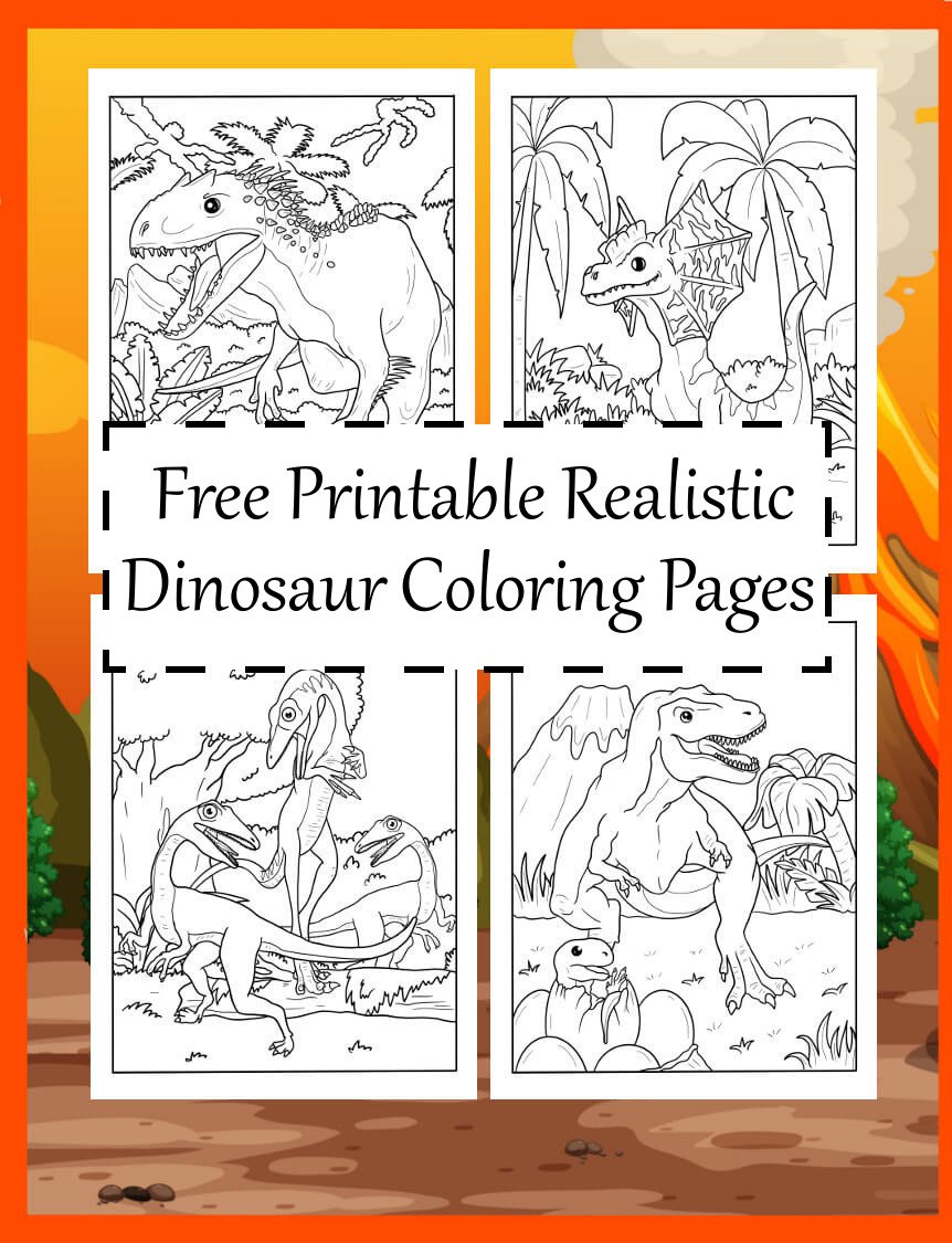 Realistic dinosaur coloring pages