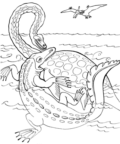 Elasmosaurus vs tylosaurus coloring page free printable coloring pages