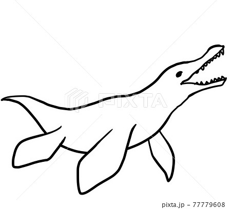 Realistic mosasaurus line drawing