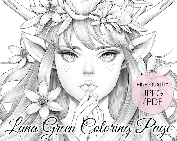 Scent of nature coloring page for adults grayscale coloring page instant download lana green art jpeg pdf