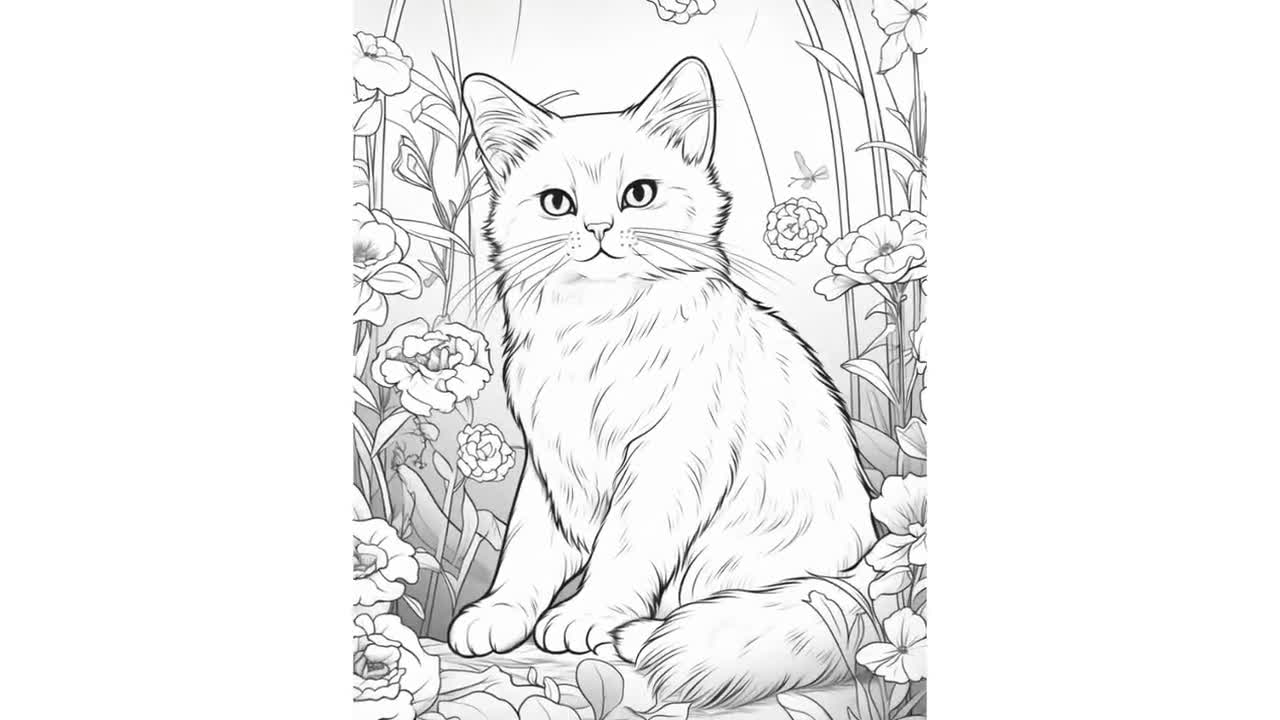 Realistic cat coloring pages instant download digital coloring pages